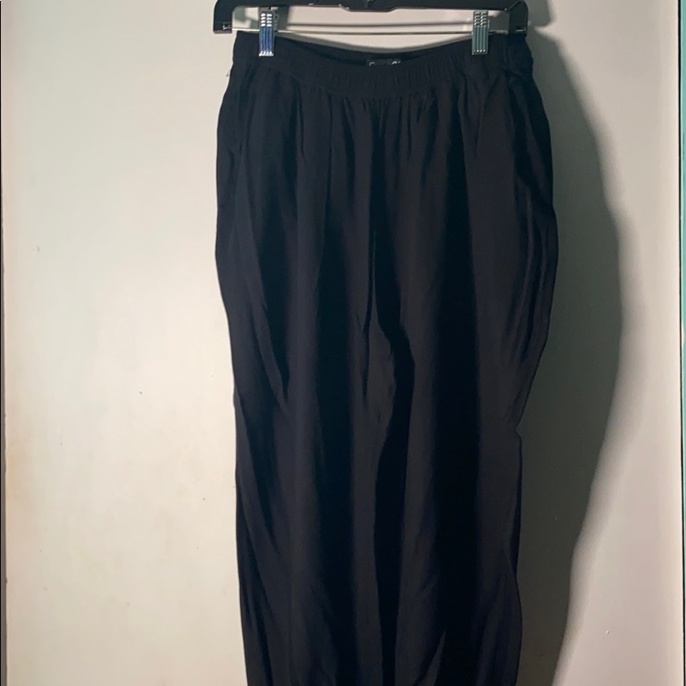 Black woven joggers